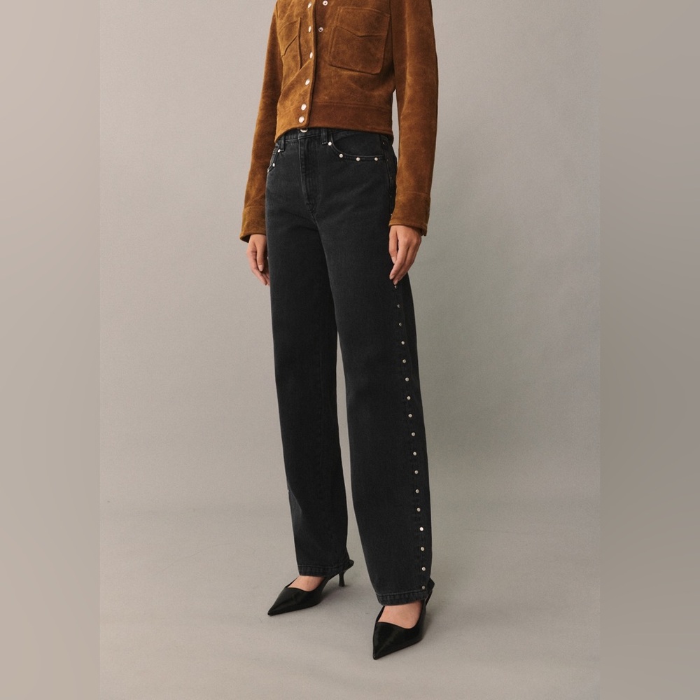 NWT MANGO Straight-Fit Jeans with Studs